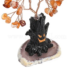 Halloween Theme Natural Carnelian Chips Tree of Life Decorations&nbsp;DJEW-B013-02C