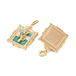 Brass Random Color Glass Pendants&nbsp;KK-Q030-05B-G