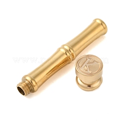 Golden Tone Brass Wax Seal Stamp Head with Bamboo Stick Shaped Handle&nbsp;LS-STAM-K001-05G-K