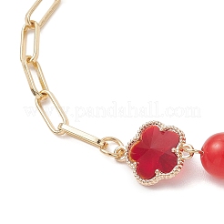 Glass & Natural Mixed Gemstone Beads Link Chain Bracelets&nbsp;BJEW-JB13231