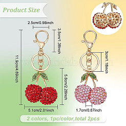 2Pcs 2 Colors Zinc Alloy Rhinestone Keychain&nbsp;KEYC-BC0001-13
