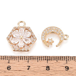 Brass Micro Pave Cubic Zirconia Pendants&nbsp;KK-T072-46G