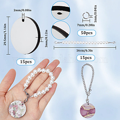 Wood Flat Round Blank Cup Charms&nbsp;DIY-SP0001-50