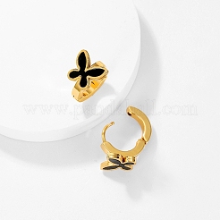 Butterfly 201 Stainless Steel Acrylic Shell Hoop Earrings for Women&nbsp;JF2774-2