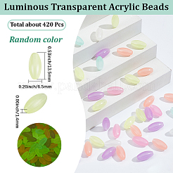 420Pcs 4 Bags Luminous Transparent Acrylic Beads&nbsp;OACR-SC0002-89