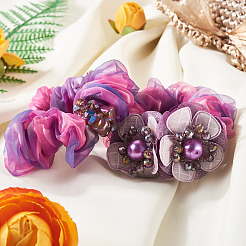 2Pcs 2 Colors Chic Solid Color French Satin Pigtail Hair Tie for Elegant Hairstyles&nbsp;OHAR-TA0001-10A