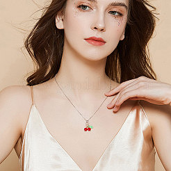 48Pcs 12 Colors Cherry Glass Pendants&nbsp;PALLOY-CA00032