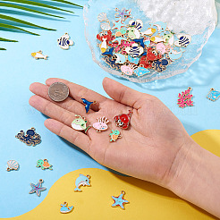 60Pcs 15 Styles Ocean Theme Alloy Enamel Pendants&nbsp;ENAM-TA0002-93