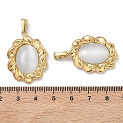 304 Stainless Steel Cat Eye Pendants&nbsp;STAS-L309-01G