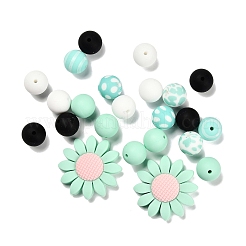 23Pcs Sunflower & Round Silicone Focal Beads&nbsp;SIL-L005-01E