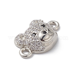 Brass Micro Pave Cubic Zirconia Connector Charms&nbsp;KK-m240-21G