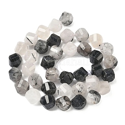 Natural Tourmalinated Quartz/Black Rutilated Quartz Beads Strands&nbsp;G-C267-B02