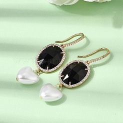 Brass Micro Pave Cubic Zirconia Dangle Earrings&nbsp;EJEW-G471-10G-02