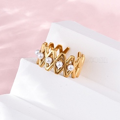 Stainless Steel Adjustable Cuff Rings for Women&nbsp;RJEW-B126-02G