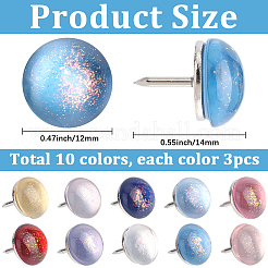 30Pcs 10 Colors Iron Drawing Pins&nbsp;AJEW-BM0001-02