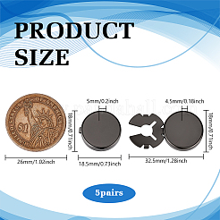 5 Pairs Brass Cufflinks&nbsp;BUTT-FG0001-57B