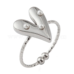 304 Stainless Steel & Plastic Pearl Cuff Open Rings&nbsp;SA-G002-01P