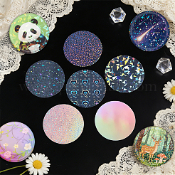 300Pcs 6 Styles Round OPP Transparent Laser Film for Badge&nbsp;DIY-UN0008-74