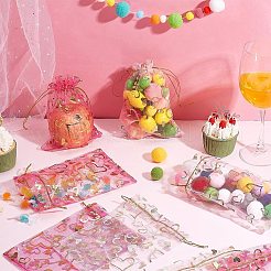 100Pcs Gold Stamping Heart Organza Gift Bags&nbsp;OP-PH0001-37B