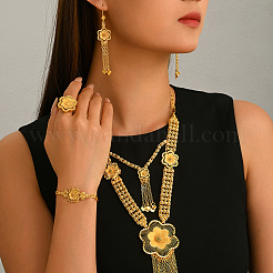 Vintage Alloy Hollow Flower Bracelets & Earrings & Necklaces & Rings Sets for Women&nbsp;US8620