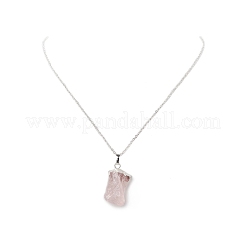 Natural Rose Quartz Geometry Pendant Necklace&nbsp;NJEW-JN04239-04