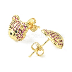 Bear Cubic Zirconia Stud Earrings&nbsp;EJEW-F312-01G