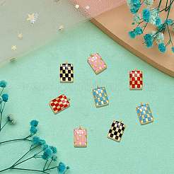 8Pcs 4 Colors Rack Plating Brass Enamel Pendants&nbsp;KK-SZ0006-08