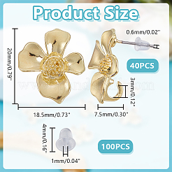 40Pcs Flower Alloy Stud Earrings&nbsp;MAK-HY0001-07