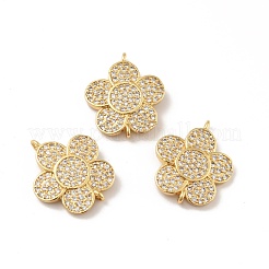 Brass Micro Pave Cubic Zirconia Connector Charms&nbsp;KK-B059-03G