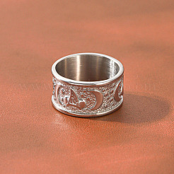 304 Stainless Steel Wide Band Finger Rings for Women&nbsp;WG0EAB9-02
