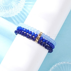 3Pcs Faceted Imitation Jade & Opaque Glass Rondelle Beaded Stretch Bracelets for Women&nbsp;BJEW-JB12563-02