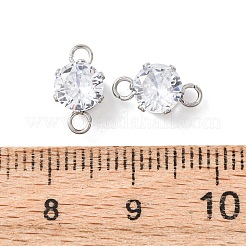 304 Stainless Steel Micro Pave Cubic Zirconia Connector Charms&nbsp;STAS-H240-50P-01