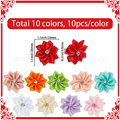 100Pcs 10 Colors Polyester Rhinestone Flower for Ornament Appliques DIY Wedding&nbsp;FIND-SP0004-89