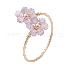 Flower Natural Garnet & Fuchsite & Tiger Eye & Amethyst & Sunstone Finger Rings&nbsp;RJEW-JR00779