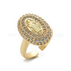 Brass Micro Pave Clear Cubic Zirconia Cuff Rings for Women&nbsp;RJEW-C126-16G