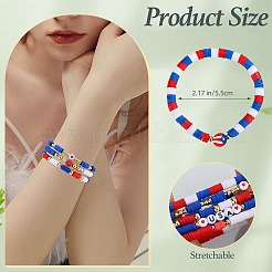 10Pcs Independence Day Theme Handmade Polymer Clay Beads Stretch Bracelets&nbsp;BJEW-SW01605