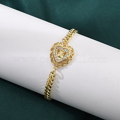 Brass Micro Pave Clear Cubic Zirconia Link Bracelets&nbsp;LS-BJEW-Z082-03G-03