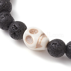 8.5mm Round Natural Lava Rock Beaded Stretch Bracelets&nbsp;BJEW-JB10465-04