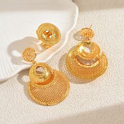 Alloy Hollow Round Stud Earrings & Cuff Rings Sets for Women&nbsp;FF3936