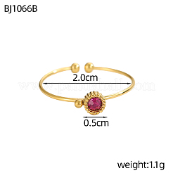 304 Stainless Steel Pave Cubic Zirconia Cuff Bangles&nbsp;STAS-OY013-45G