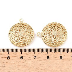 Flat Round Brass Hollow Locket Pendants&nbsp;KK-K414-11B-G