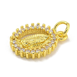 Virgin Mary Theme Rack Plating Brass Micro Pave Cubic Zirconia Pendants&nbsp;KK-C074-28M