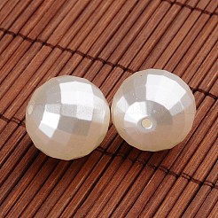 Faceted Round Acrylic Imitation Pearl Beads&nbsp;OACR-O002-3478
