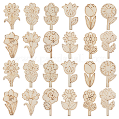 1Set Flower Unfinished Blank Wooden Pendants Set for Painting Arts&nbsp;HJEW-SC0002-71