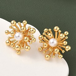 Brass Flower Stud Earrings&nbsp;EJEW-D337-06G