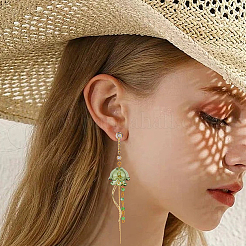 4Pcs 2 Colors Brass & Glass Pendants&nbsp;PALLOY-WR00029