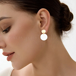 20Pcs Flat Round Brass Stud Earring Findings&nbsp;KK-BBC0028-24
