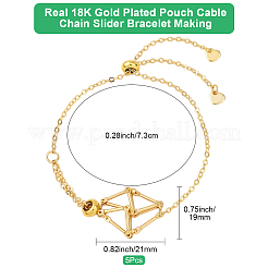5Pcs Adjustable Braided Brass Macrame Pouch Cable Chain Slider Bracelet Making&nbsp;BJEW-BBC0001-17B