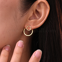 Brass Clear Cubic Zirconia Circle Stud Earrings&nbsp;VB4673