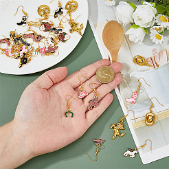 16 Pairs 16 Styles Alloy Enamel with Iron Dangle Earrings&nbsp;EJEW-HS00013
